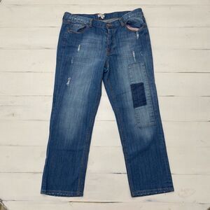 Olsenboy medium wash cropped button fly straight jeans mid rise junior size 15